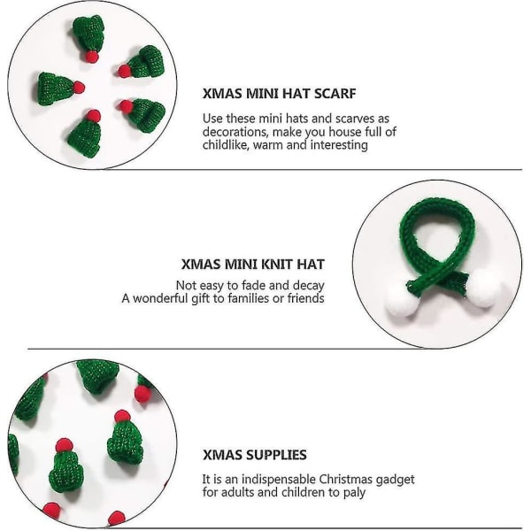 Mini julhalsduk stickad tomteluva docka hantverk hatt vinter vin charm miniatyr 15cm stickade halsdukar för vinflaska snögubbe smyckestillverkning grön