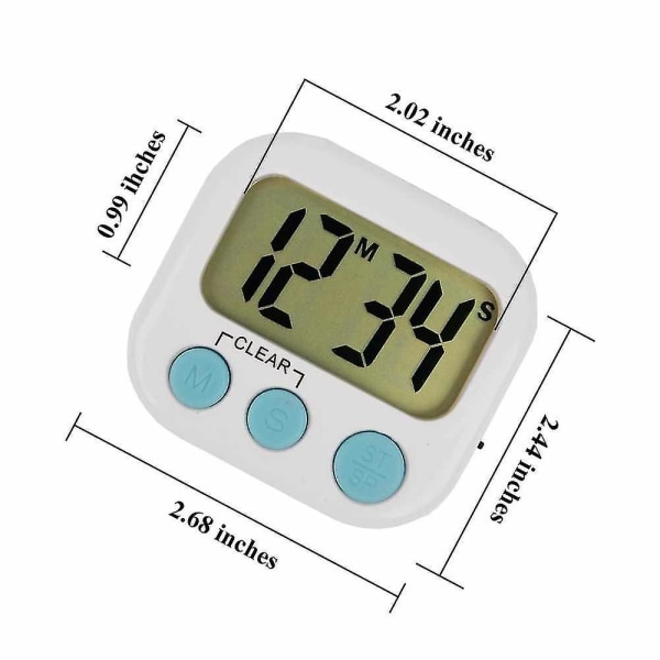 3-pack digital kökstimer med magnetisk baksida och stor LCD-skärm