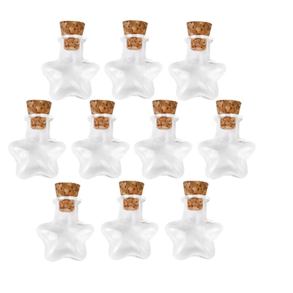 Pakke med 20 stjerneformede ønskeflasker Små glassflaskekrukker med DIY-korkflasker for hjemmebutikk (3x2 cm, assorterte farger)