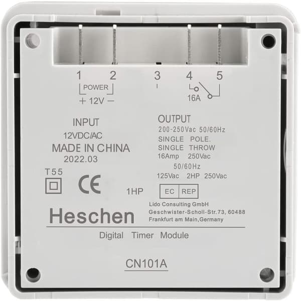 CN101A DC12V 16A SPST Digital LCD Programmerbar Timer med Vattentät Kåpa - Vit