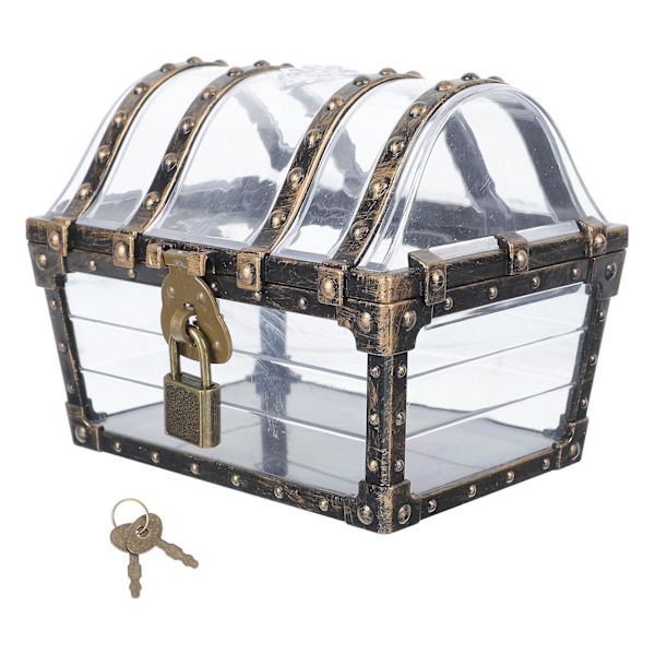 1 stk. Piratskattkiste barneskattkiste retro plastskattkiste leketøy (13X11 cm, transparent)