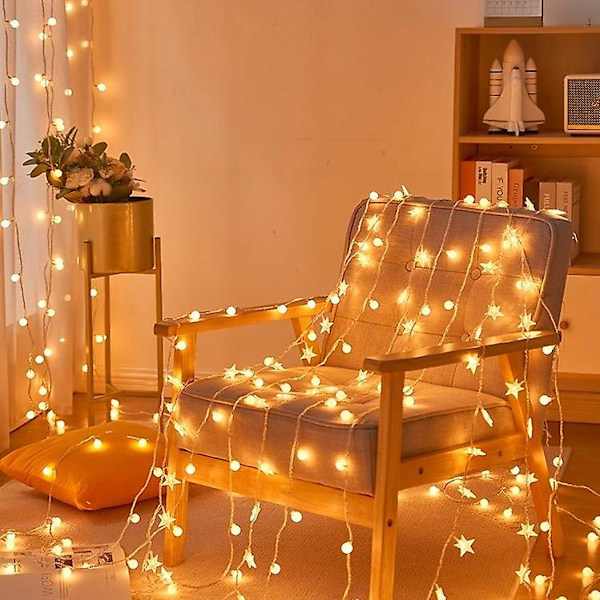 40 LED utomhus ljusslinga, IP44 vattentät, batteridriven inomhus utomhus dekorativa lampor för sovrum, uteplats, trädgård, jul och bröllop (wa