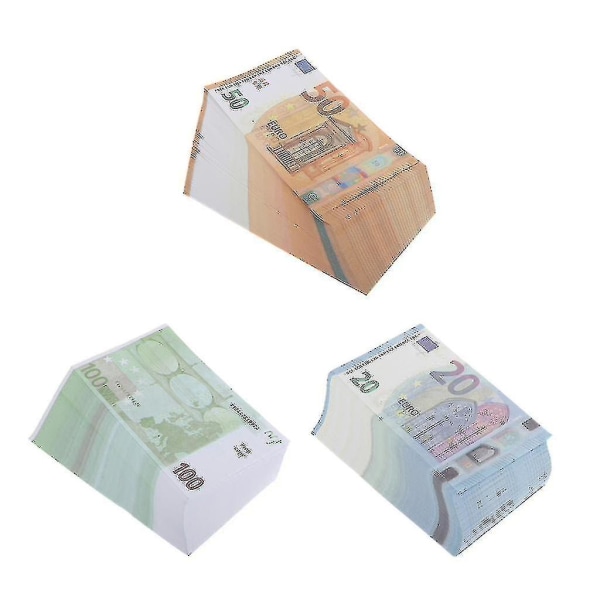 Prop penge, førsteklasses legepenge, pakke med 300 stykker, kopi 100/50/20 euro
