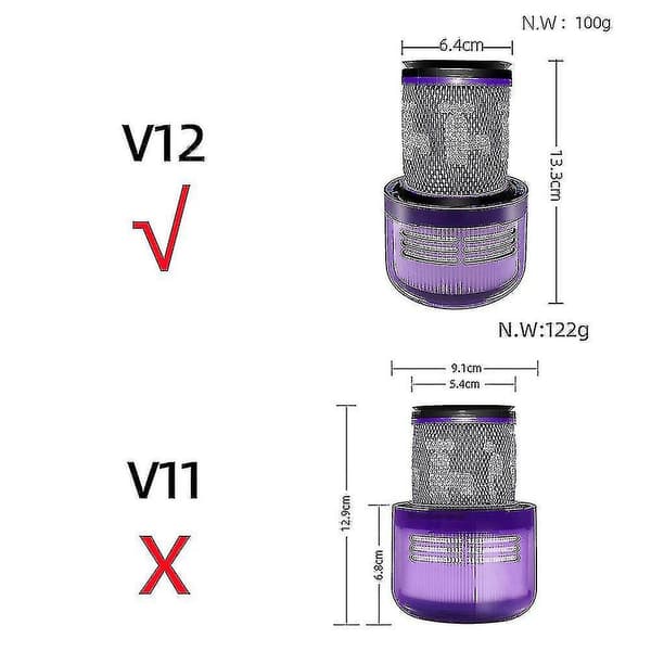 2 stk vaskbart HEPA-filter til Dyson V12 Detect Slim Absolute Clean_wsh