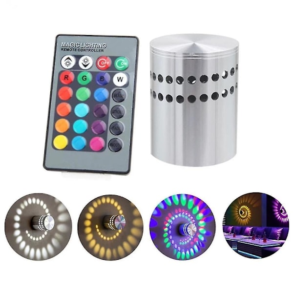Farverig RGB Spiral Hulvægslampe Overflademontering LED Lysarmatur Belysning