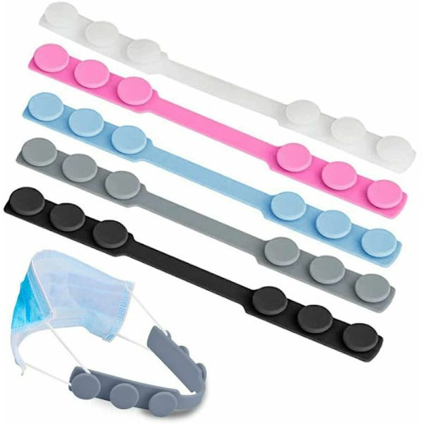 Mask Fastener Hooks Ear Loops Silicone Extension Strap Hearing Protection Buckle (5 PCS)