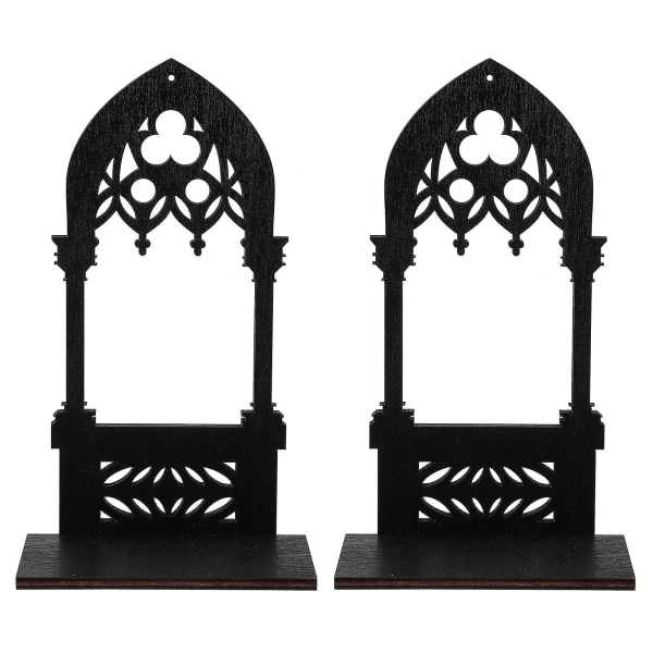 Pari goottilaisia ​​kynttilänjalkoja puiset kynttilänjalat koristeelliset kaarevat kynttilänjalat (20X9 cm, kuvassa)