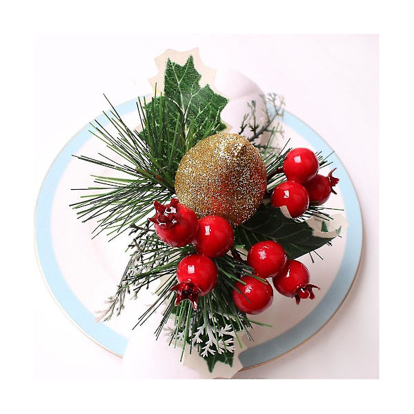 Serviettringer med julemotiv - Borddekorasjon - Julepynt - Ping An frukt - Serviettspenne (pære) (som vist)