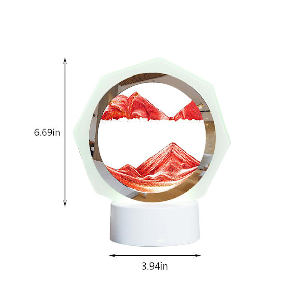 3D Flytande Sandkonst, 6,69 tum 360 Roterande Timglas Dekoration, Kreativ Konst Sandkonst Flytande Rörelse Vardagsrum Sovrum Bordslampa Dekoration 10 ml