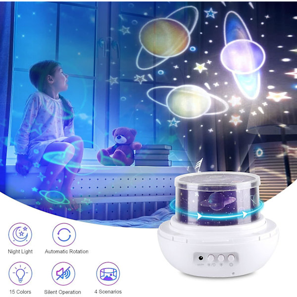 Nattlampa Projektor, Tyst Stjärnljus Rotaing Projektor Galaxy Projektor