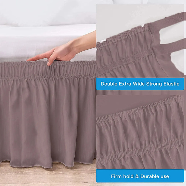 Sängkappa, borstad polyester, med TRE tygsidor, elastisk dammkappa, lätt att fästa, polyester