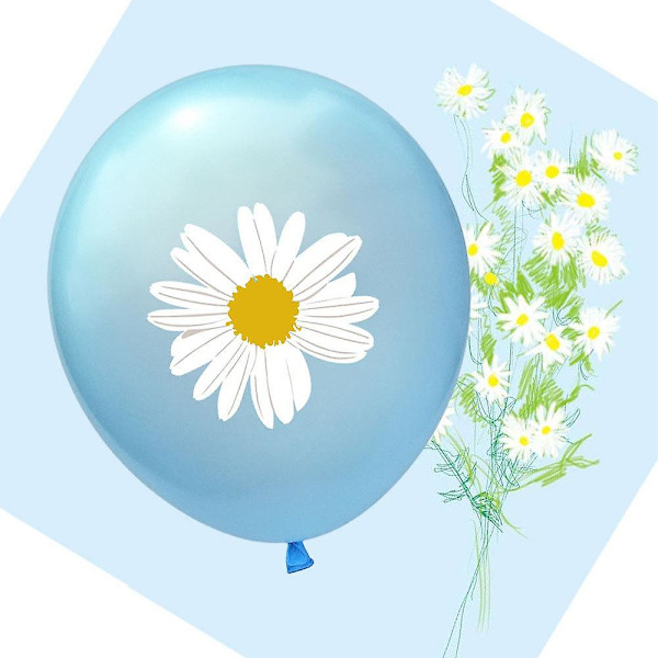 Bedårande Daisy-ballonger, färgglada latexballonger för fester med 12 tum runda, livfulla färgglada ballonger för alla firanden eller evenemang (Blå (2 st))