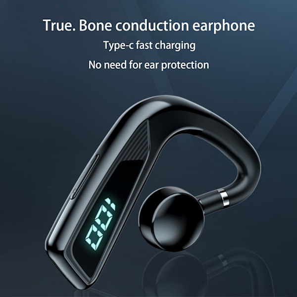 Bluetooth-ledningshörlurar Open Ear-hörlurar Bluetooth 5.2 Sport Trådlösa öronsnäckor med inbyggd mikrofon, svettheadset (svart)
