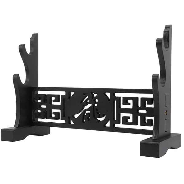 Skrivebords sværd træ sværd stativ træ sværd display stativ fløjte stativ (40X26.5cm, sort)