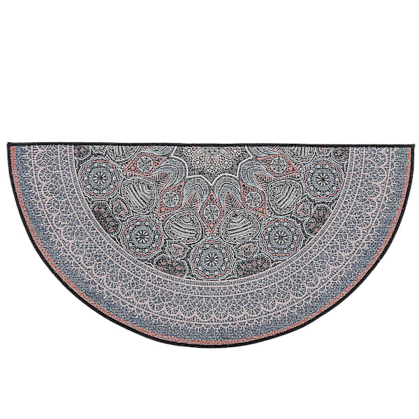Bohemian stil tæppe halvcirkelformet gulvmåtte retro indgangsdørmåtte mandala mønstret tæppe (80.00X40.00X0.60CM, brun)