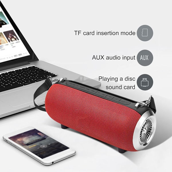 Dubbla högtalare Bluetooth-högtalare, stor volym, bärbar utomhusremtyg, kraftfullt ljud och radio allt-i-ett-maskin（röd）