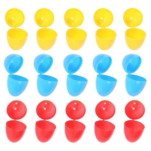 50 st plastpåskägg tomma påskägg presentförpackning äggskal slumpmässig färg (8X6CM, som visas på bilden)