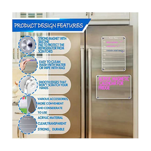 Transparent veckoplanerare magnetisk akryltavla för kylskåp akrylmagnet veckokalender（Transparent）
