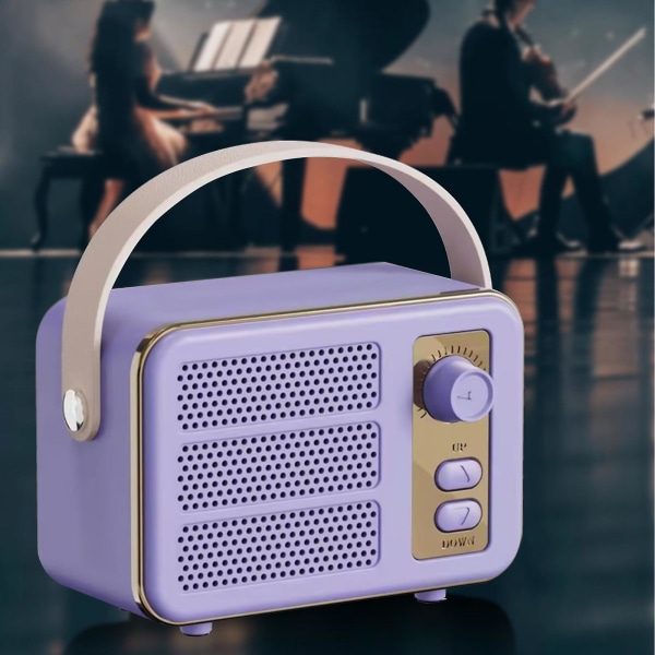Design av retro trådlös Bluetooth-högtalare, Mini utomhus bekväm bärbar liten högtalare (Bluetooth/TF/AUX/USB) 20240788（Lila）