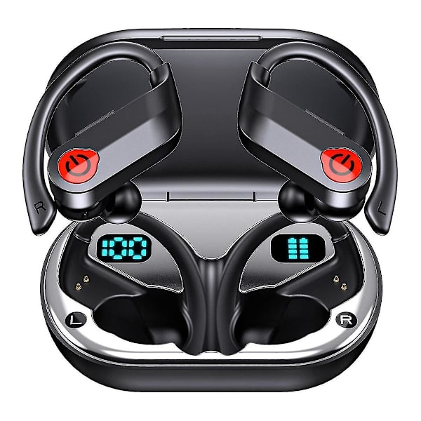 Langattomat nappikuulokkeet Bluetooth-kuulokkeet Stereoääni Kuulokkeet Ipx7 Vedenpitävät Korvan yli Kuulokkeet (Musta)