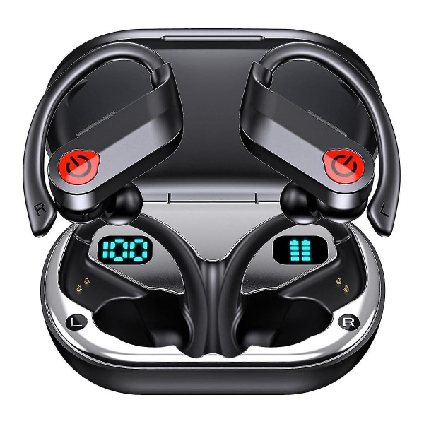 Trådlösa hörlurar Bluetooth hörlurar Stereoljud hörlurar Ipx7 vattentäta hörlurar för (svart)
