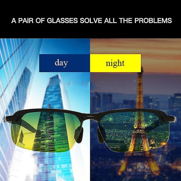 Nye anti-uv nattsolbriller Day Night Driving Briller Solbriller for menn Polarisert mote utenfor Voksenbriller-xmd（gule）