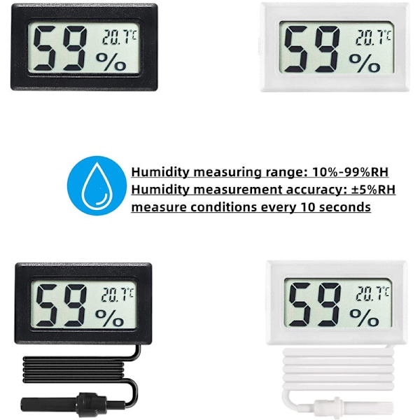 Mini Handhållen Inomhus Digital LCD-skärm, Utrustad med Mätare med Temperatur- och Fuktighetssensor, Termometer och Hygrometer (Svart, 1st)