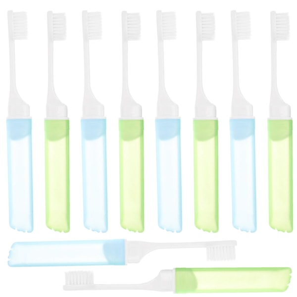 10 stycken mjuk borsttandborste hopfällbar tandborste, bärbar resetandborste (17,2X1,8cm, flerfärgad)