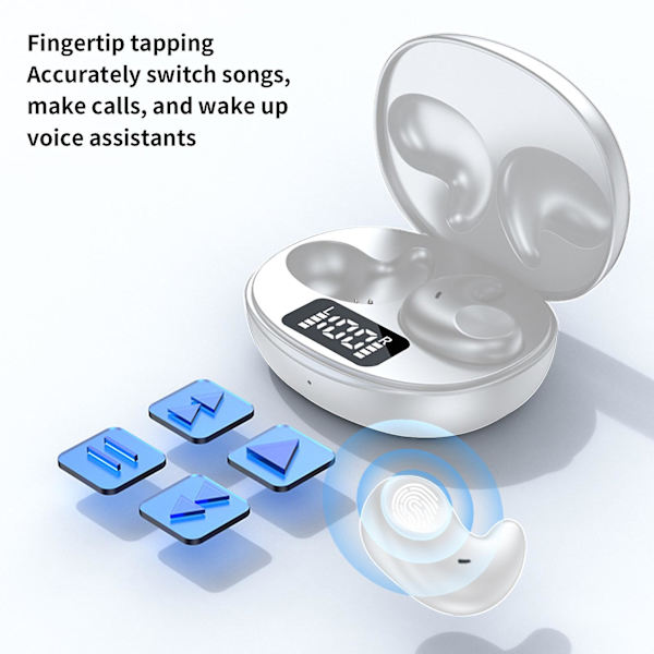 Trådlösa Bluetooth-hörlurar går inte in i örat för sömn Hörlurarna sover på sidan och komprimerar inte öronen（Vit）