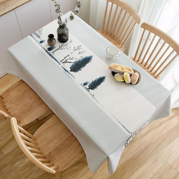 Duk, polyester rektangulär duk, grafiskt tryckt tvättbar duk för buffébord, fest, semestermiddag (55 tum)