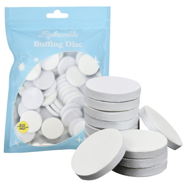 50-pack självhäftande utbytbara poleringsskivor för nagelpolering (2X2cm, vit)