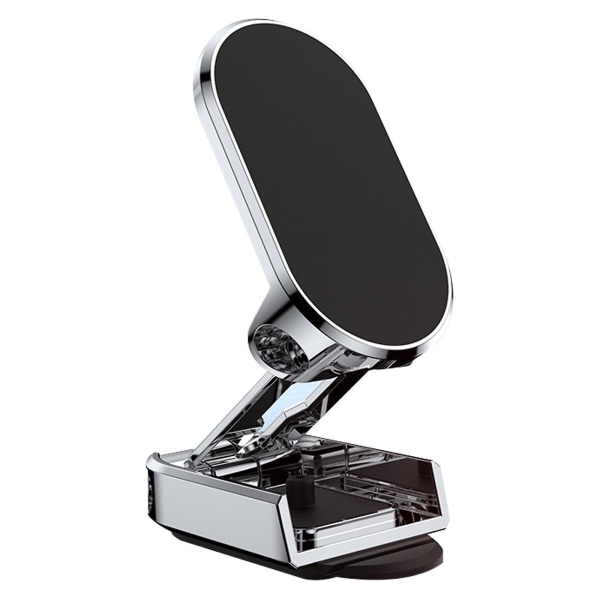 Alloy Folding Magnetic 360 Car Phone Holder Foldable Car Phone Mount（Silver）