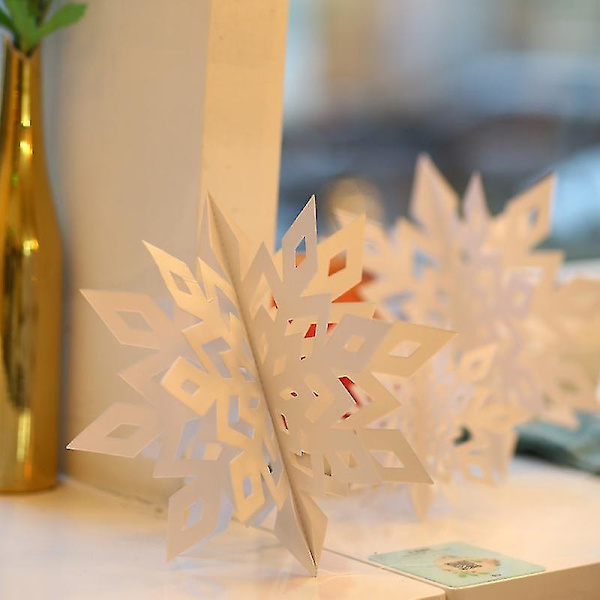 3D snöflinga dekoration 3D snöflinga hängande dekorationer med spiral för vinterfest sovrum takdekoration fönsterdörr semester prydnad festiva