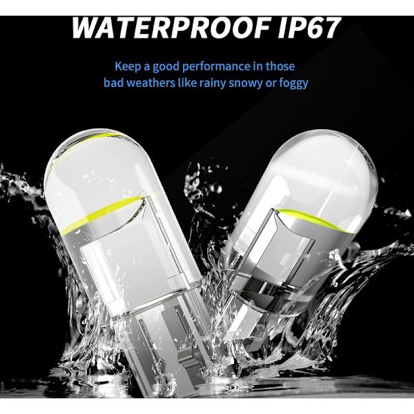Bil LED T10 W5W COB 6000k Läslampa Kupollampa Markeringsskylt Glödlampa Plattform 168 194 192 DC 12V Vit (20st)