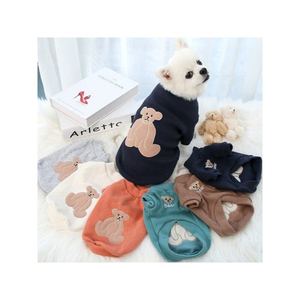 Hund och katt höst och vinter varm kappa söt husdjurskläder nallebjörn kläder fleece tröja 1 st (khaki,) M (byst 40 rygglängd 30cm)