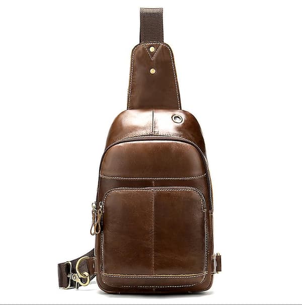 Herrmode casual resväska utomhus bröstväska（Maroon）