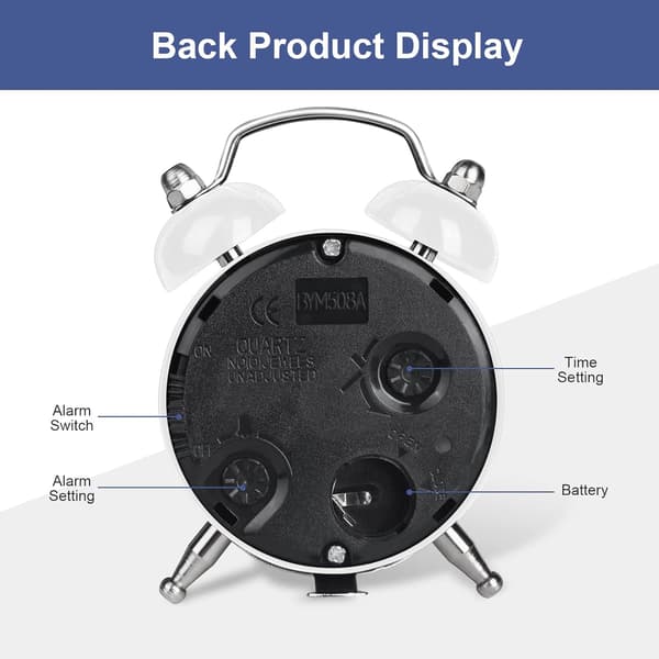 Analog Mini Nostalgisk Retro Design Sängväckarklocka för barn, tonåringar och seniorer (vit, knappbatteri ingår ej)