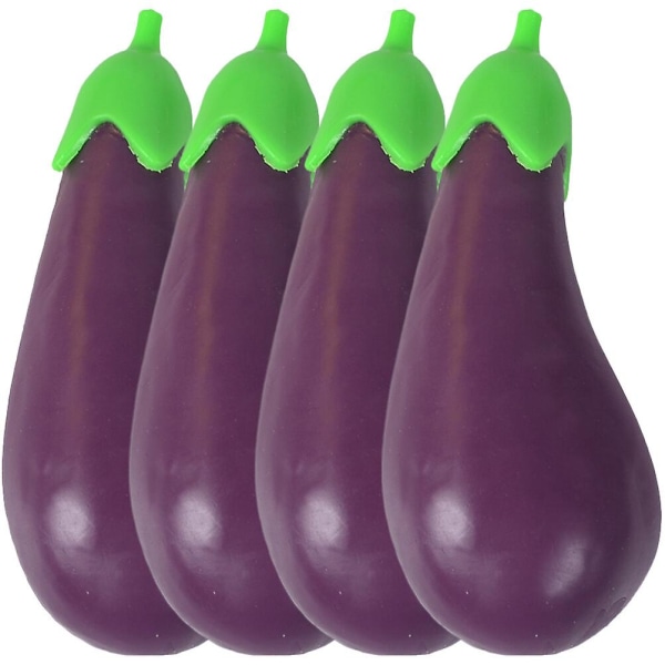 4-pack köksaubergine realistiska aubergine barnköksleksaker stretchiga leksaker pedagogiska leksaker för barn (12X5,5 cm, lila 4 stycken)