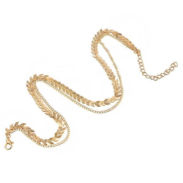 Ny Boho Festival Gull Sølv Tone Chevron Choker Halskjede