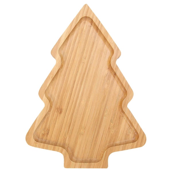 1 pakkaus joulutarjoilulautanen Cartoon House Bamboo salaattilautanen (puun värinen) (28X20 cm, kuten kuvassa)