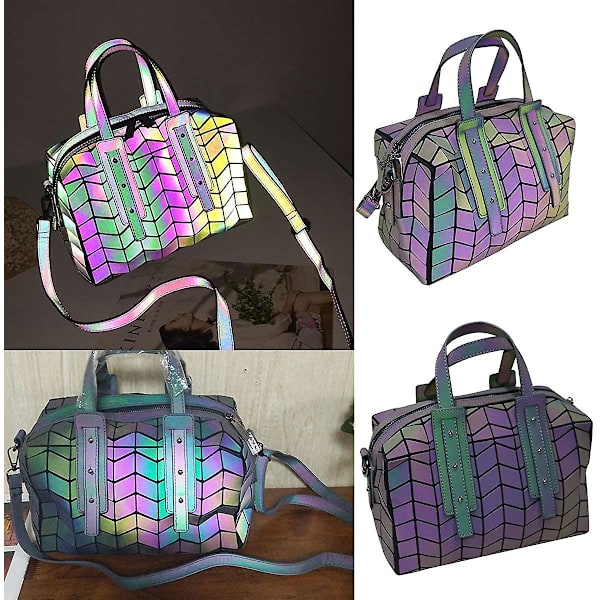 Kvinnors geometriska lysande plånböcker och handväskor Holografisk handväska Messenger Bag Axelväska Koppling för flickor