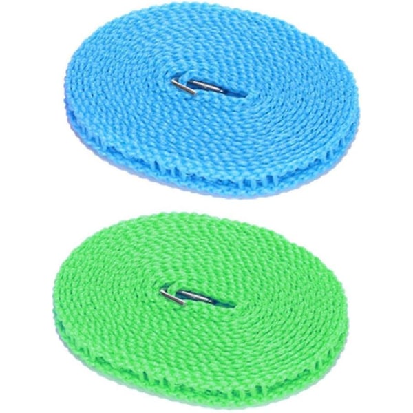 Set med 2 klädstreck (blå, grön, 5 m)