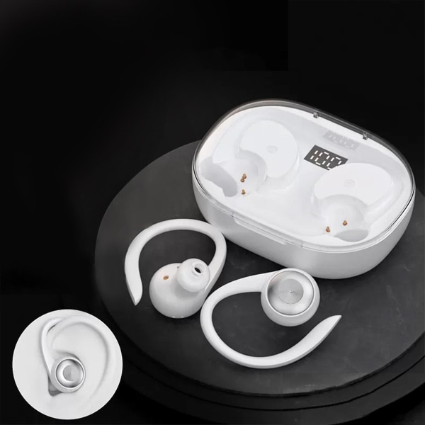 Bluetooth-hörlurar V5.3 Intelligent Digital Display Sports Ear Hook Hög ljudkvalitet Brusreducering Samtal（Vit）
