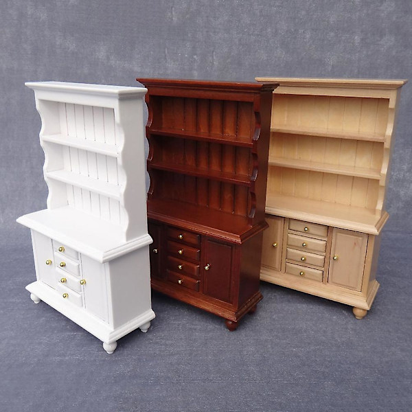 1/12 Miniatyrköksskåp Skåp med Låda Dockhus Möbler Leksak（Vit）