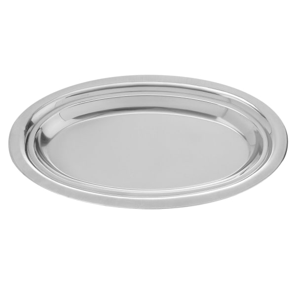 oval tallrik i rostfritt stål ångad fisktallrik snacksefterrätt serveringsbricka (26.00X15.80X2.00CM, silver)