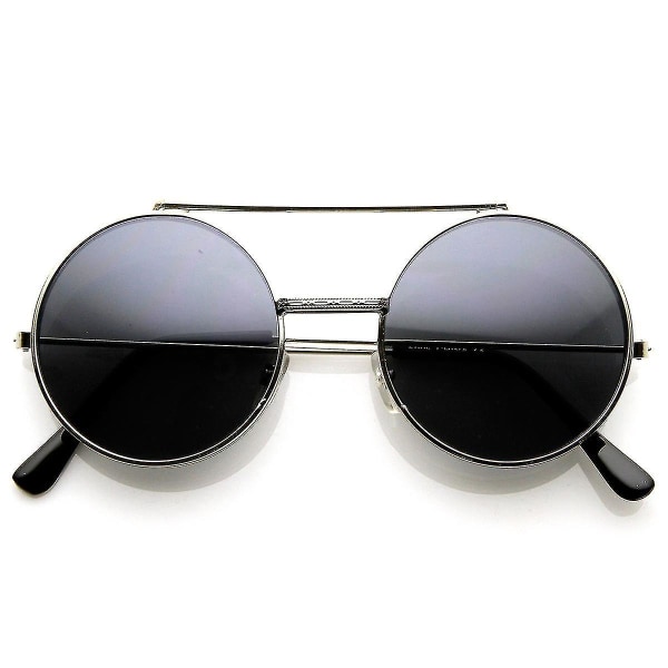 New2023 Limited Edition Color Flip-up Lens Round Circle Django Sunglasses Changzhao（Silver Smoke）