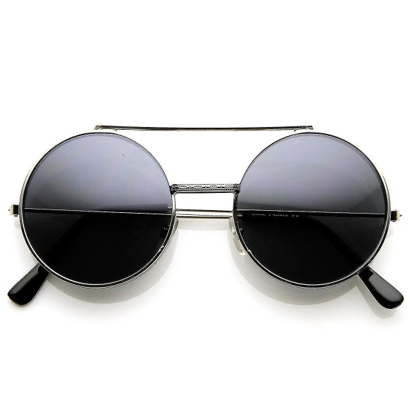 Ny 2023 Limited Edition Farve Flip-up Linse Rund Cirkel Django Solbrillerchangzhao（Sølv Røg）