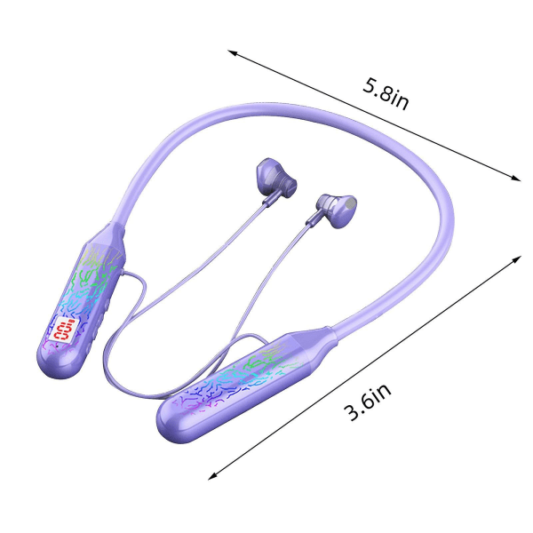 Texturerad ljusemitterande Bluetooth-headset Sport Hängande Nacke Typ Halv I-örat Spel Gaming Plug-in Bluetooth-headset 20240580（Lila）