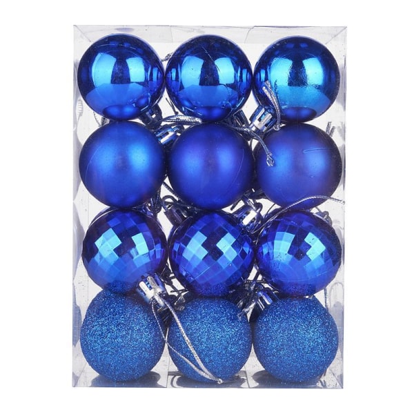 Weihnachtskugel-Anhänger, galvanisierter bunter Kugel-Anhänger, Spiegelkugel, Feiertagsdekoration (blau, 24 Stück)