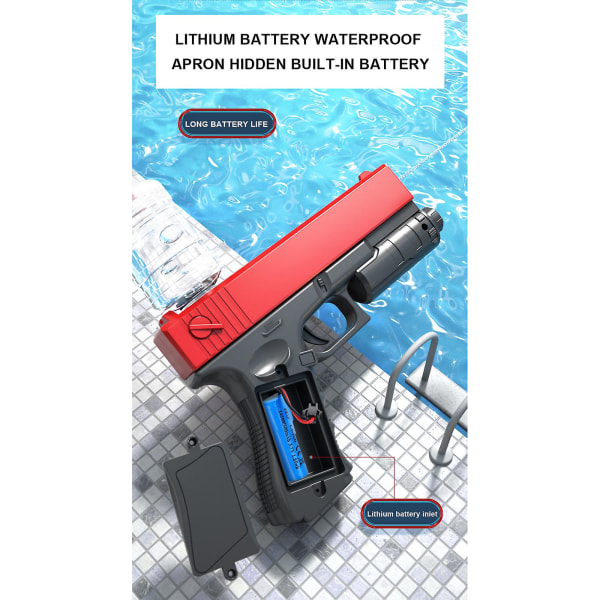 Elektrisk vandpistol, en-knaps automatiske sprøjtepistoler til swimmingpool strandfestspil (sort guld)